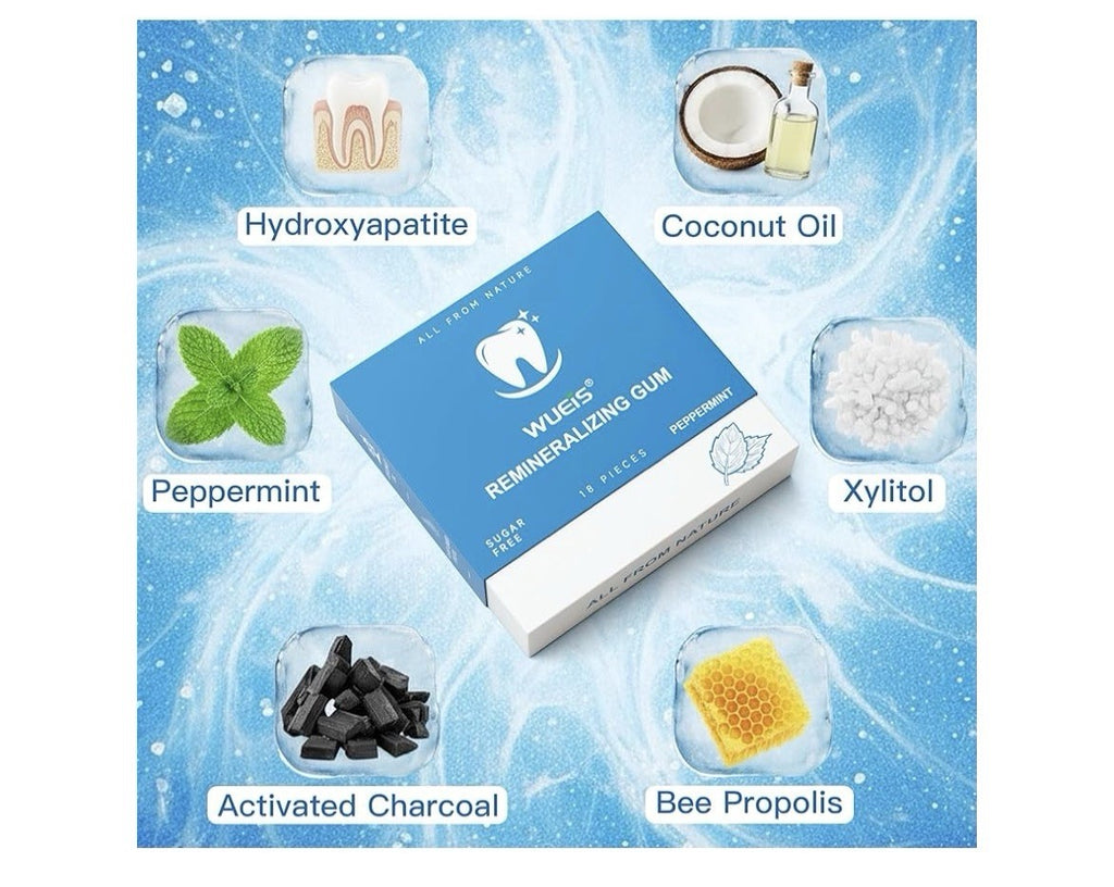 Remineralizing Gum with Xylitol Hydroxyapatite  Peppermint Pack Of 4 Total 72pcs