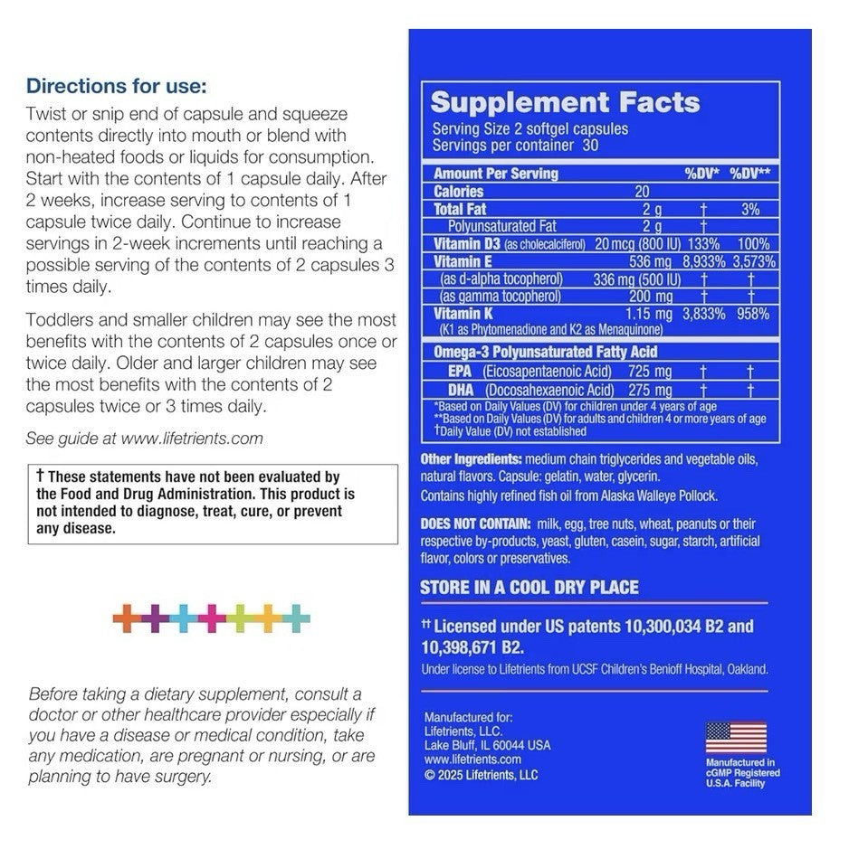 Lifetrients Speak + D Omega-3 + Vitamin D3 For Children 60 Twist Off Softgel