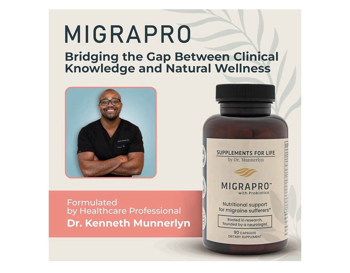 Dr. Munnerlyn MigraPro with Probiotics Brain Gut Health Support Supplement 90cap