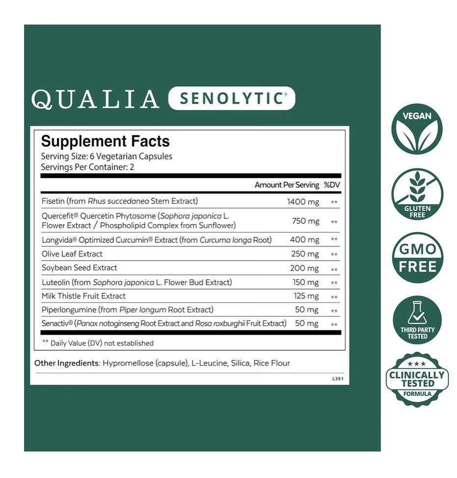 2 Pack QUALIA Senolytic Supports Youthful Cellular Function Optimized Aging