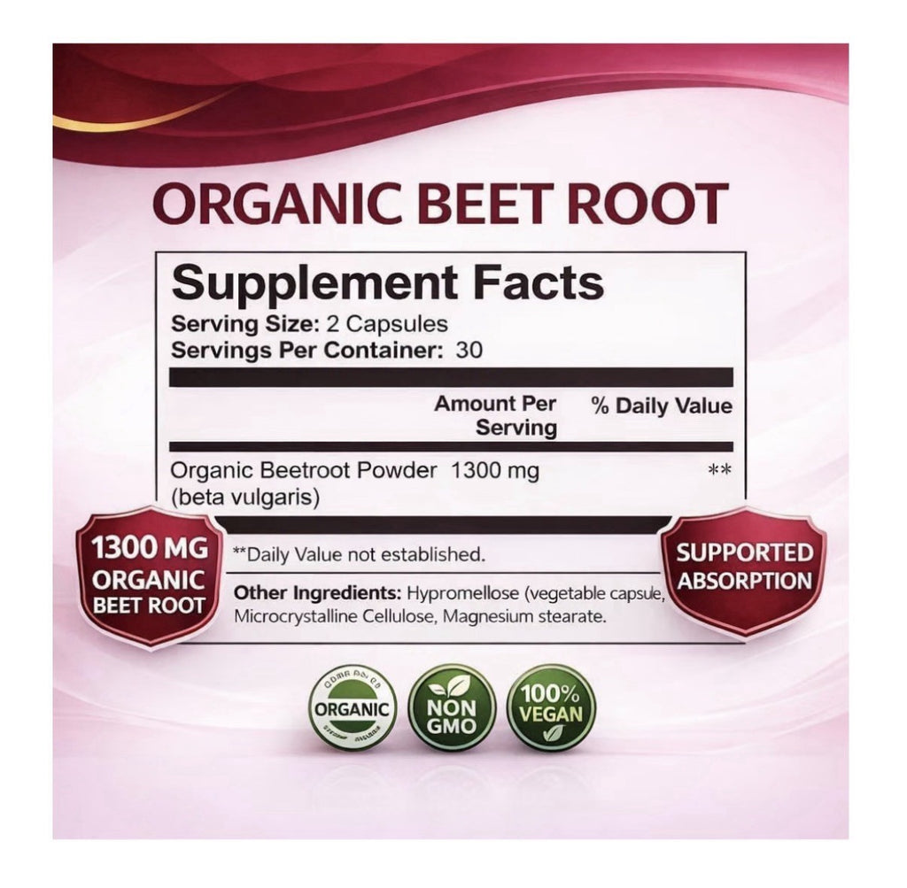 Beravia Organic Beet Root Circulation Support Overall Wellness Support 60capsule