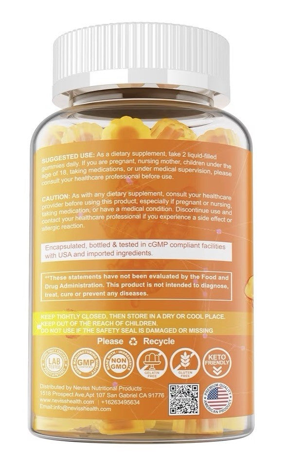 Neviss Turmeric Curcumin & MCT Oil Antioxidant Formula 90 Gummies 1 Pack