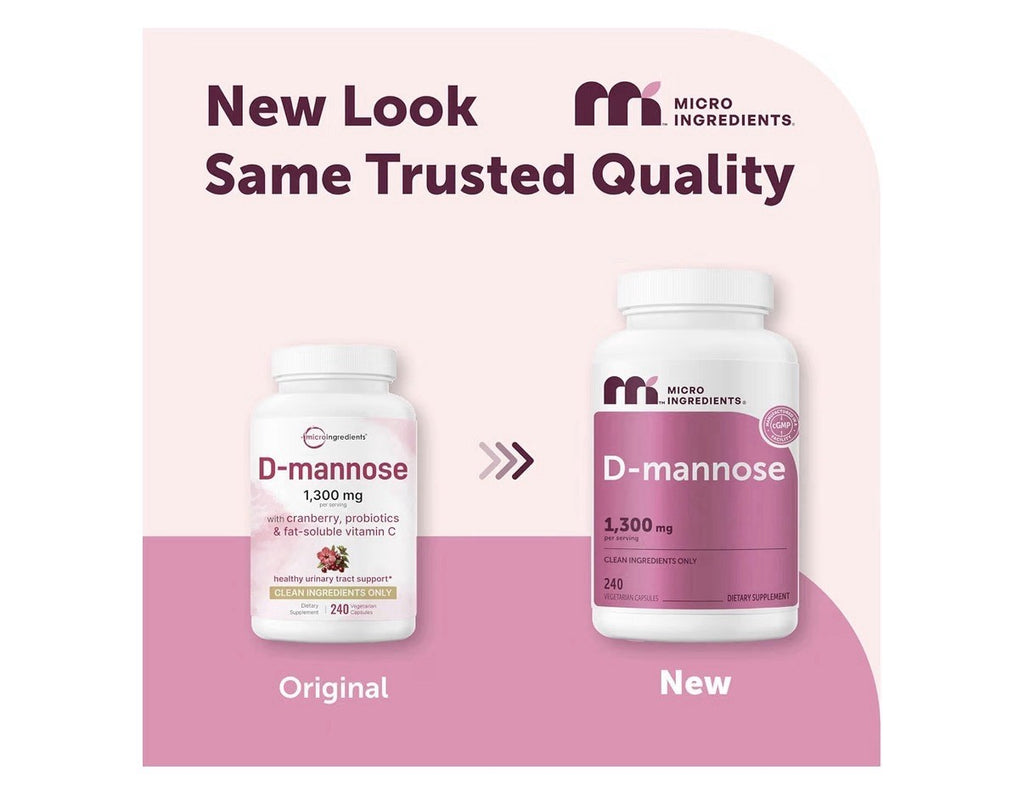 Micro Ingredients D Mannose 1,300mg Per Serving with Cranberry Probiotics 240cap