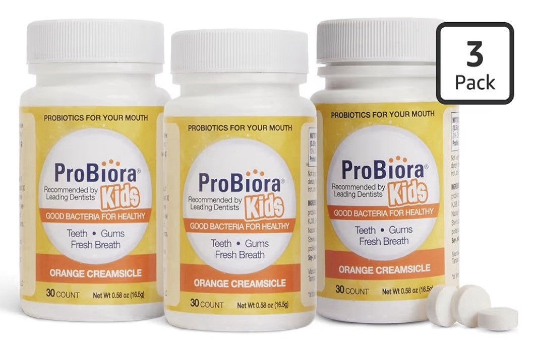 3 Pack ProBiora Kids Probiotic Oral Care Gum Teeth Health Chewable Orange
