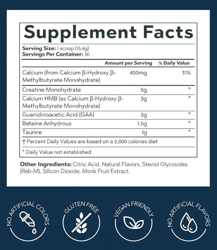 Revive Creatine + HMB  Powder Lemon Lime Muscle Retention Performance 30Servings