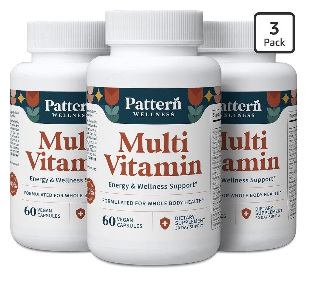 3 Pack Pattern Wellness Multivitamin Energy & Wellness Support for Women & Men