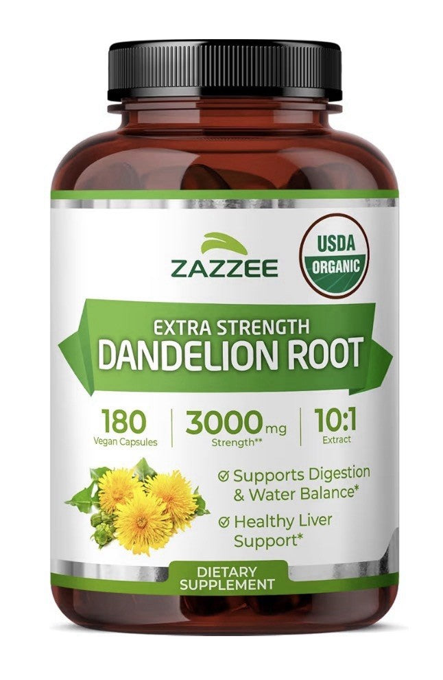 Zazzee Dandelion Root Digestive Water Balance Liver Support 6 Month Supply 180ca