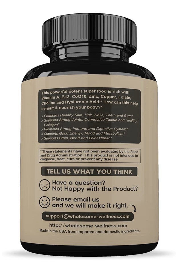 Wholesome Wellness Grass Fed Beef Liver Pasture Raised 180 Capsules