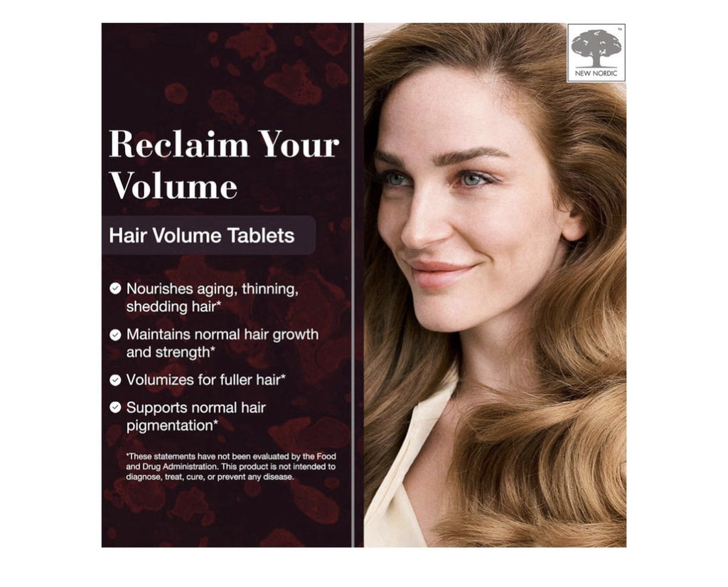 NEW NORDIC Hair Volume Supplement with Biotin Healthy Fuller Looking Hair 90Tabs