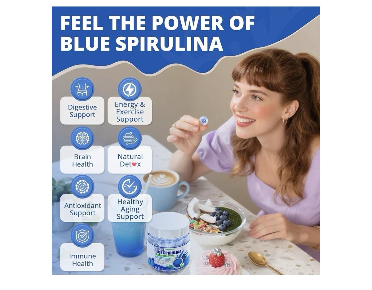 2 Pack Nextdia Blue Spirulina + Chlorella Gummies High Phycocyanin Content