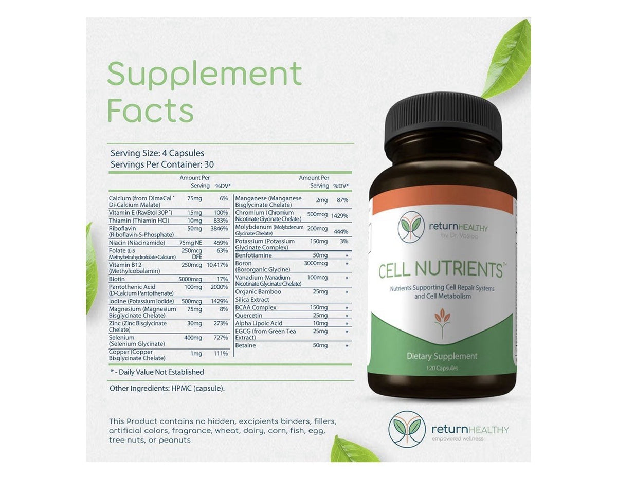 Return Healthy Cell Nutrients Support Cell Repair Systems, Cell Metabolism 120ca