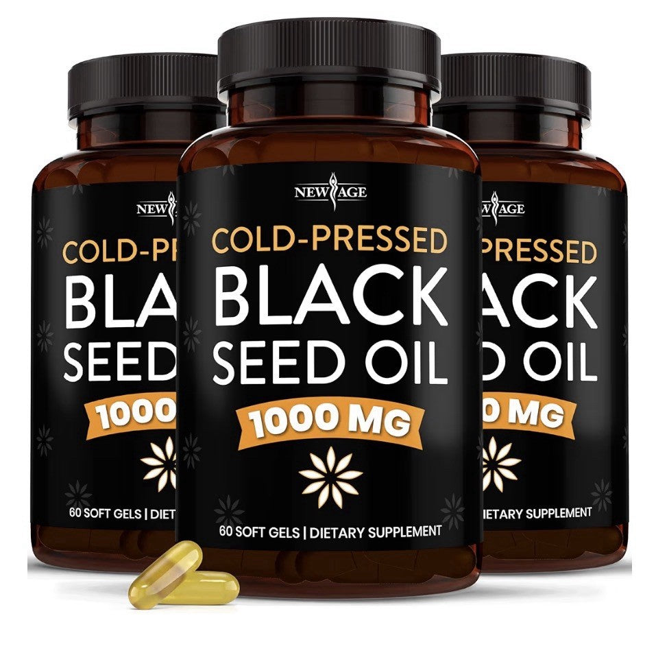 3 Pack NEW AGE Black Seed Oil 1000 MG Cold Pressed Nigella Stavia Black Cumin