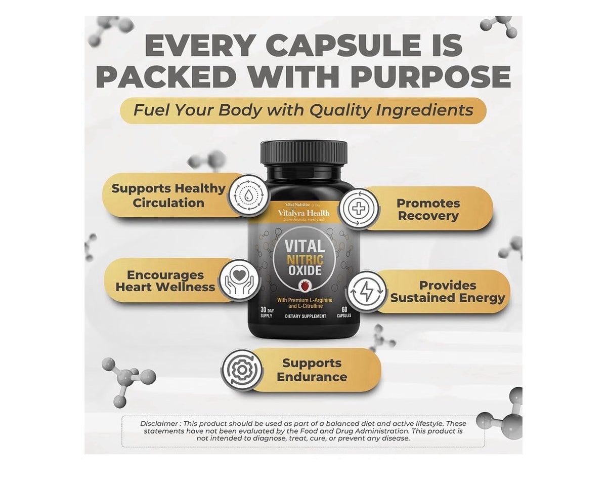 Vital Nutritive Vital Nitric Oxide for Men Workout Booster Blood Flow 60 Capsule