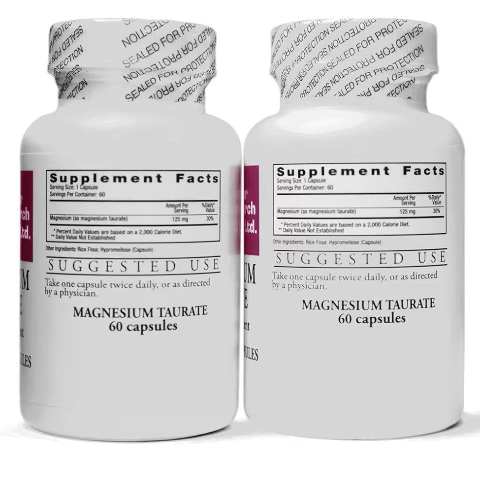 2 Pack Cardiovascular Research Magnesium Taurate 125 mg Supplement Total 120caps
