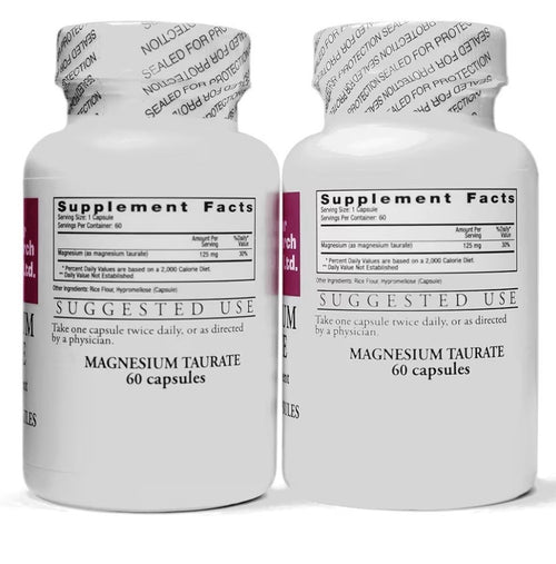 2 Pack Cardiovascular Research Magnesium Taurate 125 mg Supplement Total 120caps