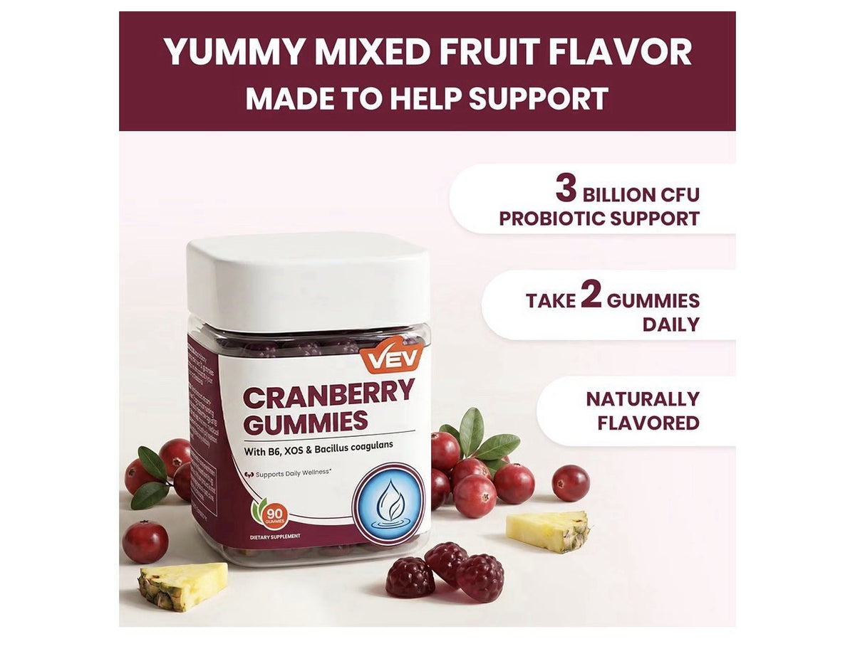 VEV Cranberry Gummies for Women Supports Daily Wellness 90 Gummies