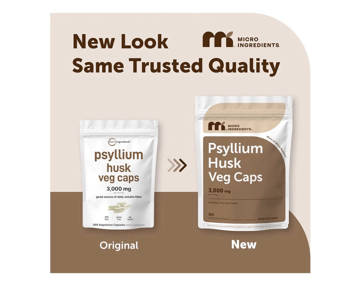 Micro Ingredients Psyllium Husk Capsules 3000mg Per Serving 500 Capsules