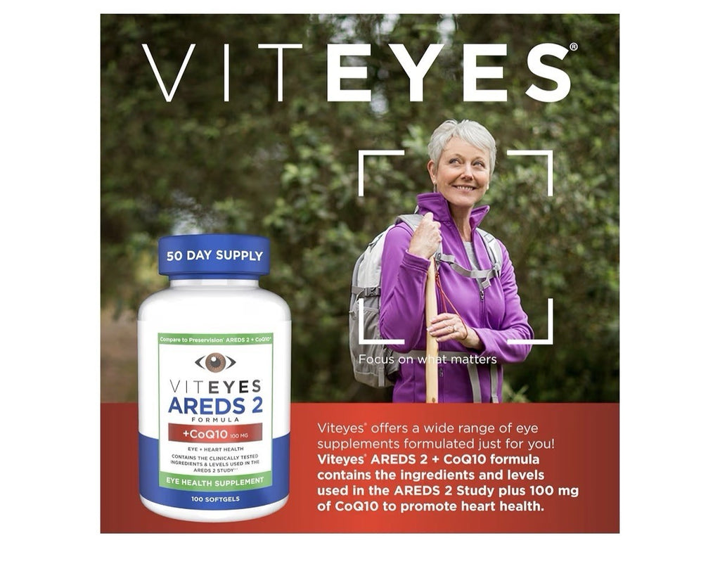 Viteyes AREDS 2 + CoQ10 Eye + Heart Health Eye Health Supplement 100 Softgels