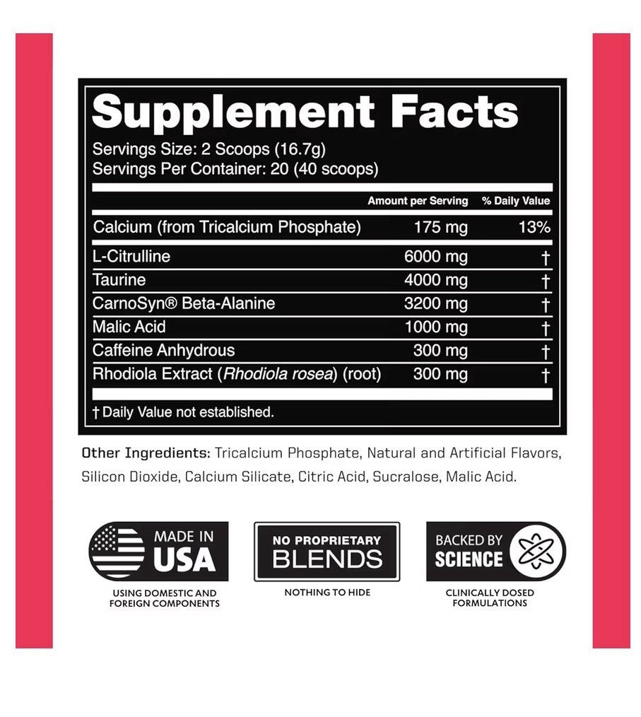 Outwork Nutrition Preworkout Energy Focus Stamina And Pump Tropical Candy Flavor