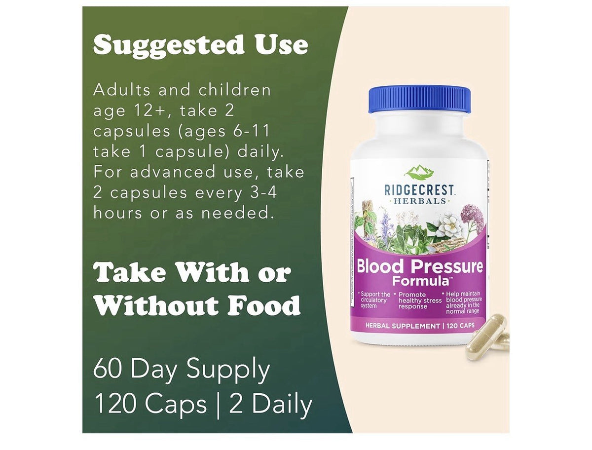 RidgeCrest Herbals Blood Pressure Formula Heart Vascular Circulation Health 120c