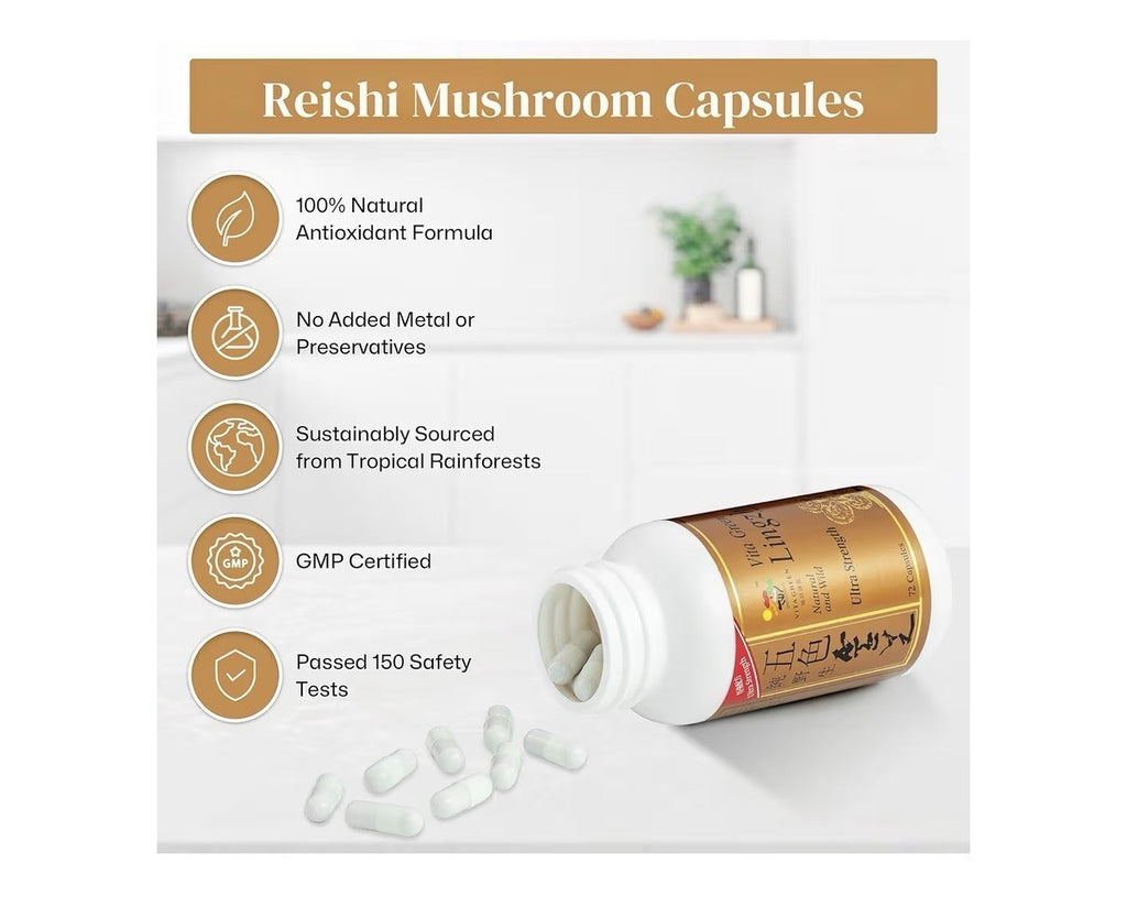 Vita Green Lingzhi Ultra Strength Mushroom Pure Reishi For Women & Men 72capsule