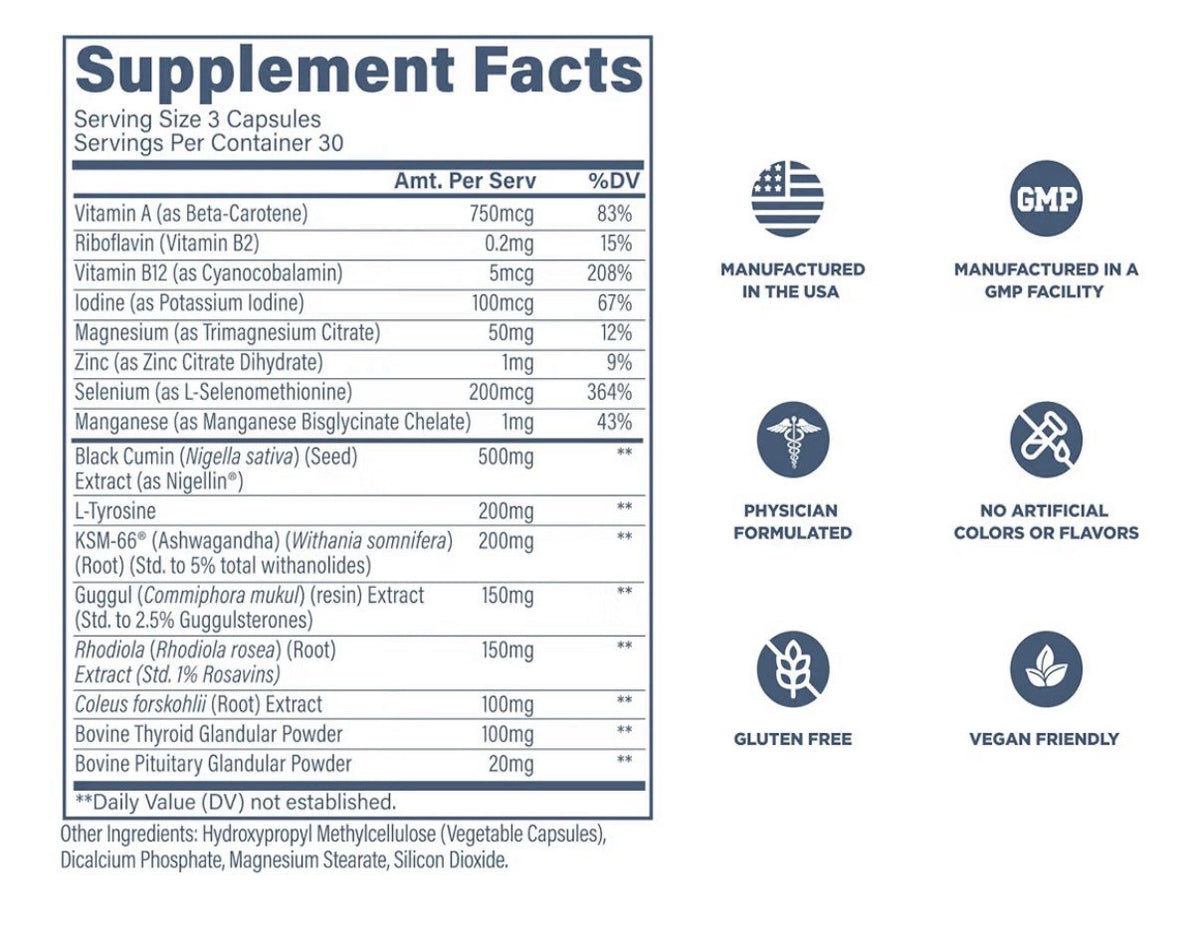 Revive MD Thyroid Support Supports Healthy Thyroid Function For Men & Women 90ca