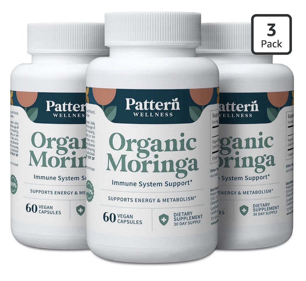 Pattern Wellness Organic Moringa Oleifera Immune System Support Metabolism 3Pack