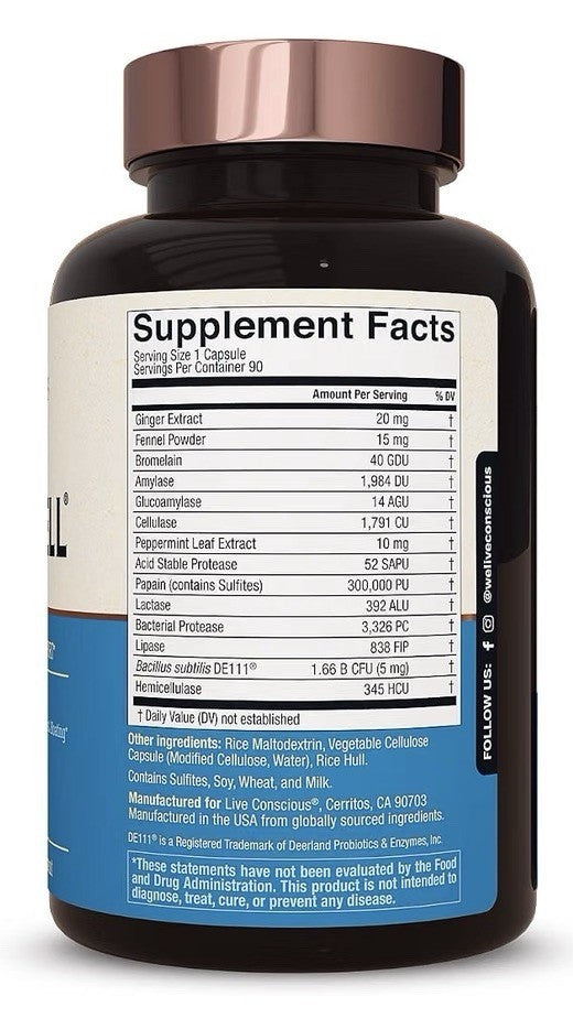 Live Conscious DigestWell Fast-Acting Digestive Support Gas & Bolting 90 Capsule