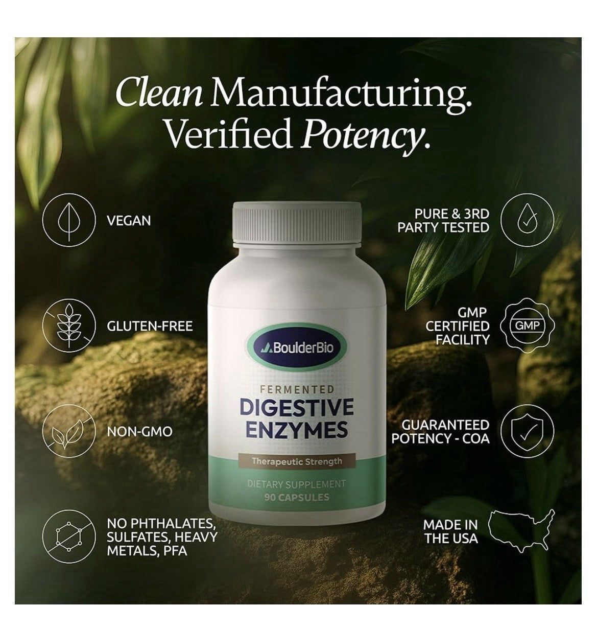 Boulder Bio Digestive Enzyme Fermented Gut Health Therapeutic Strength 90capsule