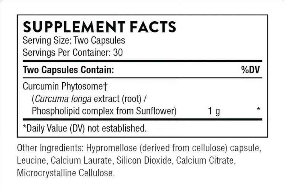 Thorne Curcumin Phytosome 1000mg Per 2 Capsule Serving 60 Capsules