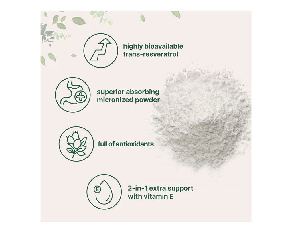Micro Ingredients Trans-Resveratrol Powder W/ Vitamin E Rich In Antioxidant 5 oz