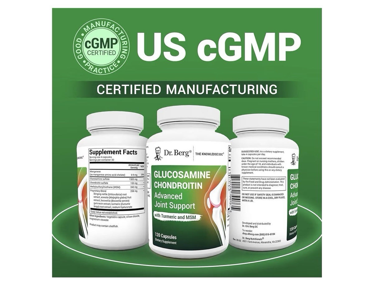 Dr. Berg Glucosamine Chondroitin Advanced Joint Support With Tumeric,MSM 120caps