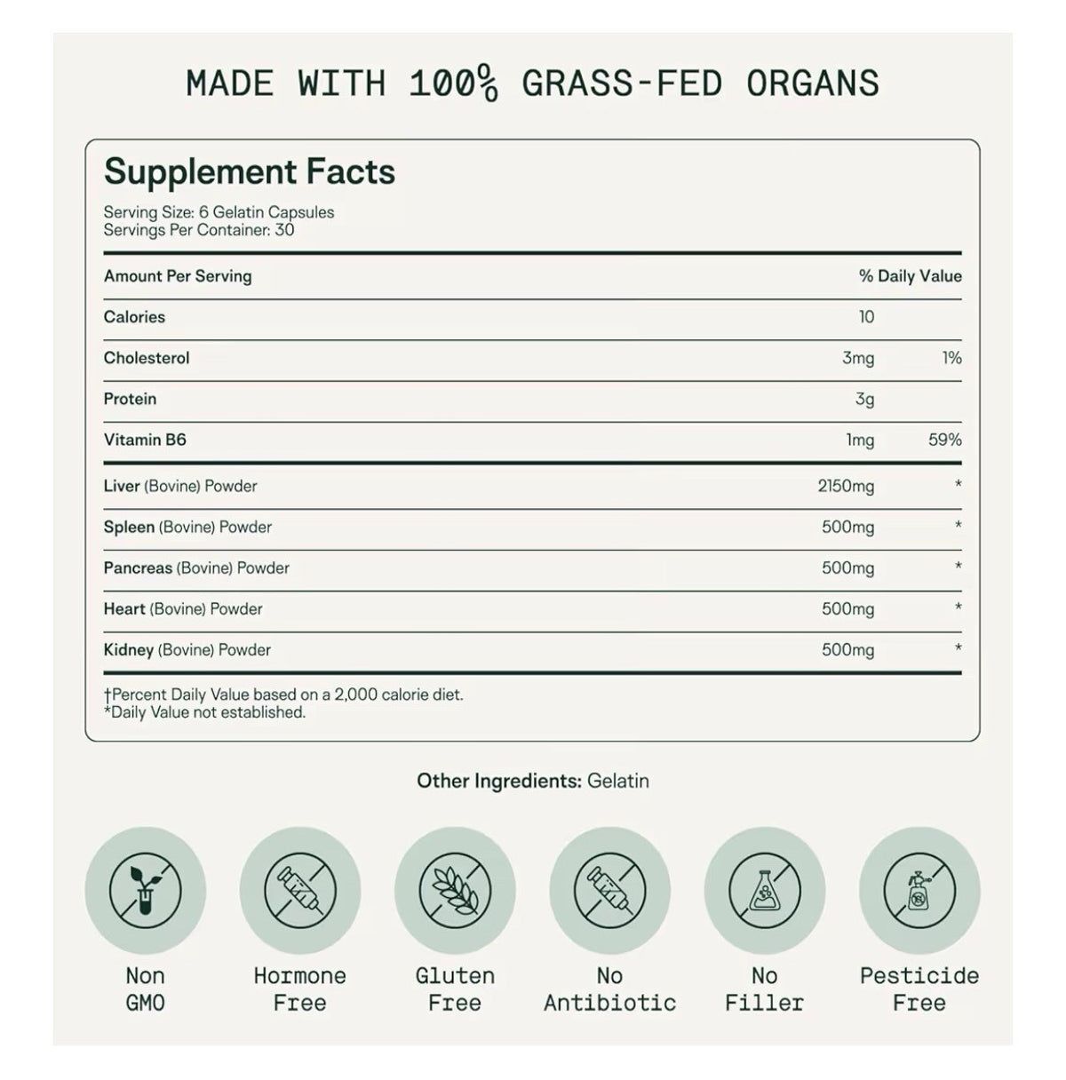 Adapt Naturals Organ Bio-Avail A blend of five organs from grass-fed cows 180cap