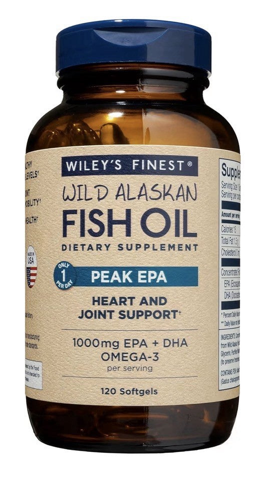 Wiley's Finest Wild Alaskan Fish Oil Peak EPA Heart  Joint Support 120 Softgels