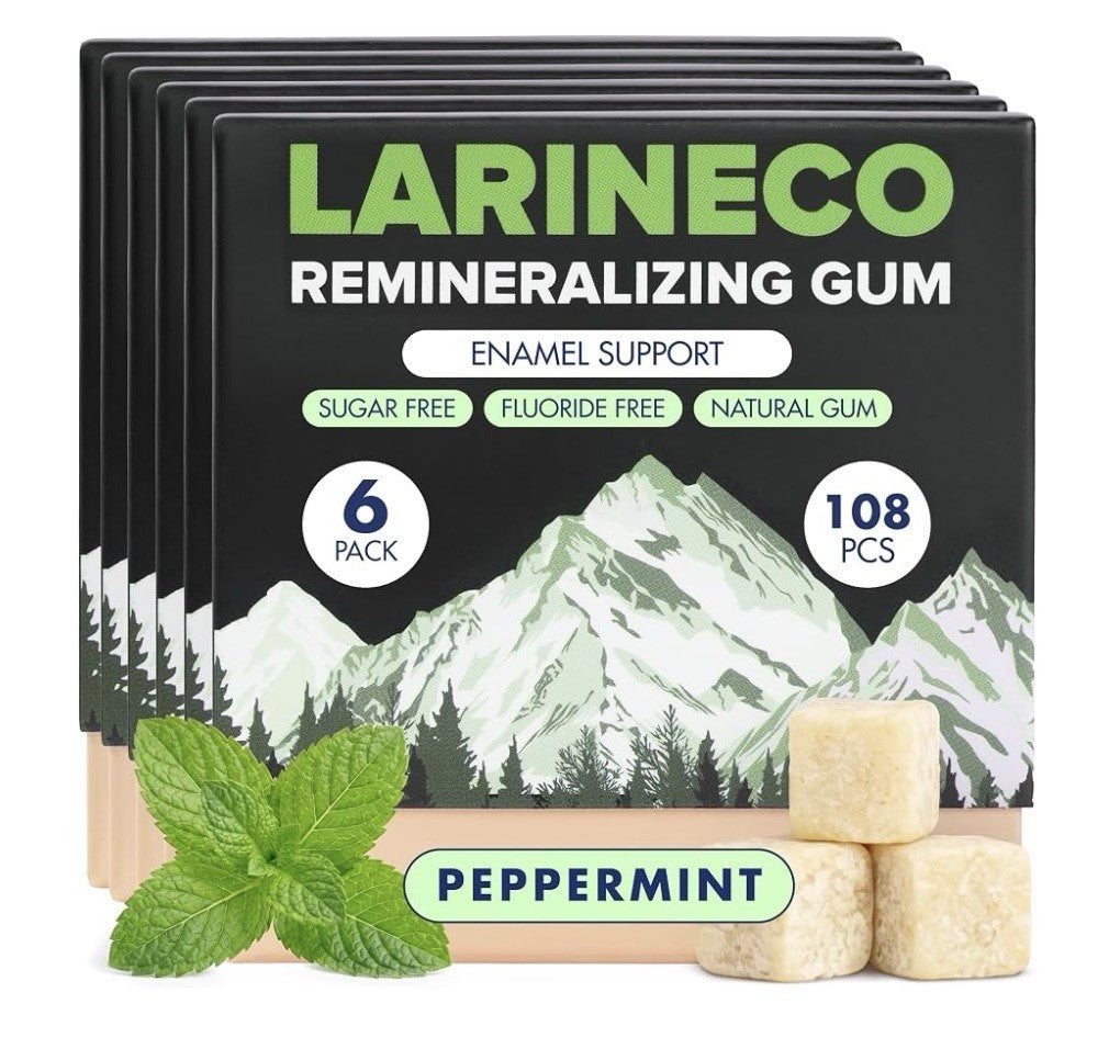 Larineco Remineralizing Gum Hydroxyapatite Xylitol Gum Peppermint Flavor 6 Pack