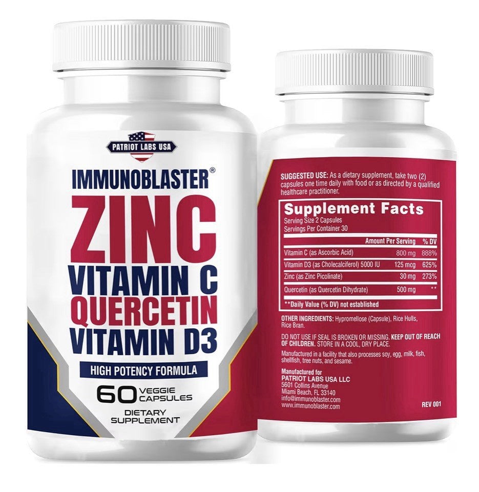 IMMUNO BLASTER Zinc Quercetin Vitamin C, D3 Antioxidant Immune Support 2 Packs