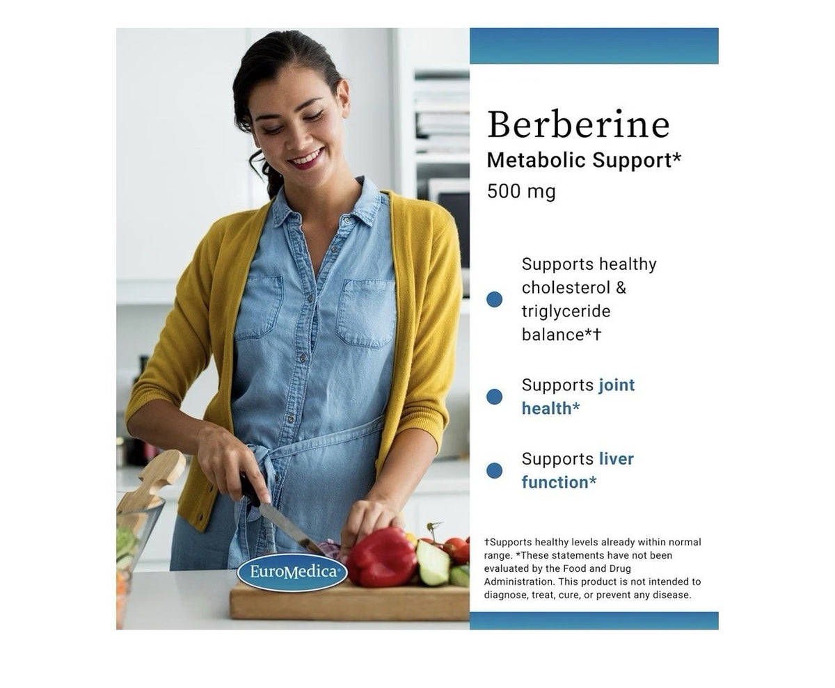 EuroMedica Berberine 500 mg Metabolic Support Brain Liver Health 60 Capsules