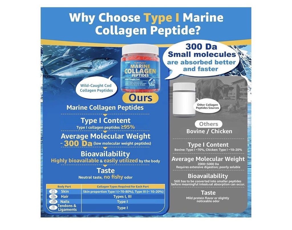 Nextdia Marine Collagen Peptides Gummies Skin Nails Hair Care 2 Pack Gummies
