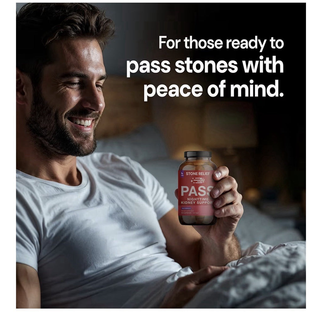 STONE RELIEF PASS Nighttime Kidney Support Herbal Blend Supplement 90 Capsules