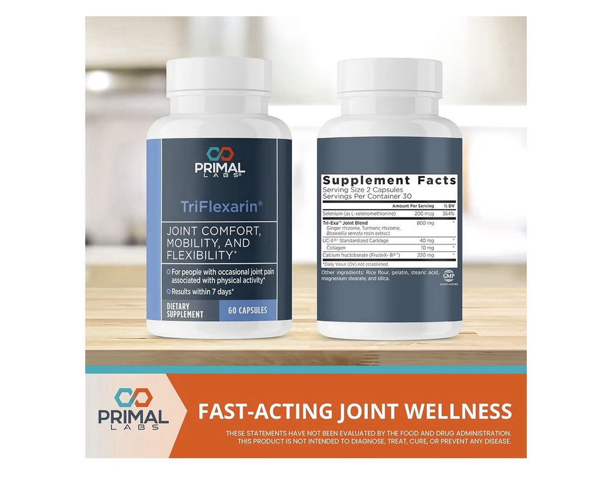 Primal Labs TriFlexarin Joint Comfort Mobility Flexibility with FruiteX-B 60caps