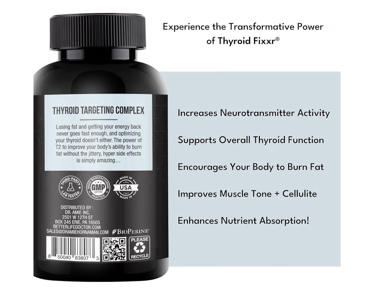 Fixxr Thyroid Support by Dr. Amie T2 Thyroid Supplement 30 Day Supply 60Capsules