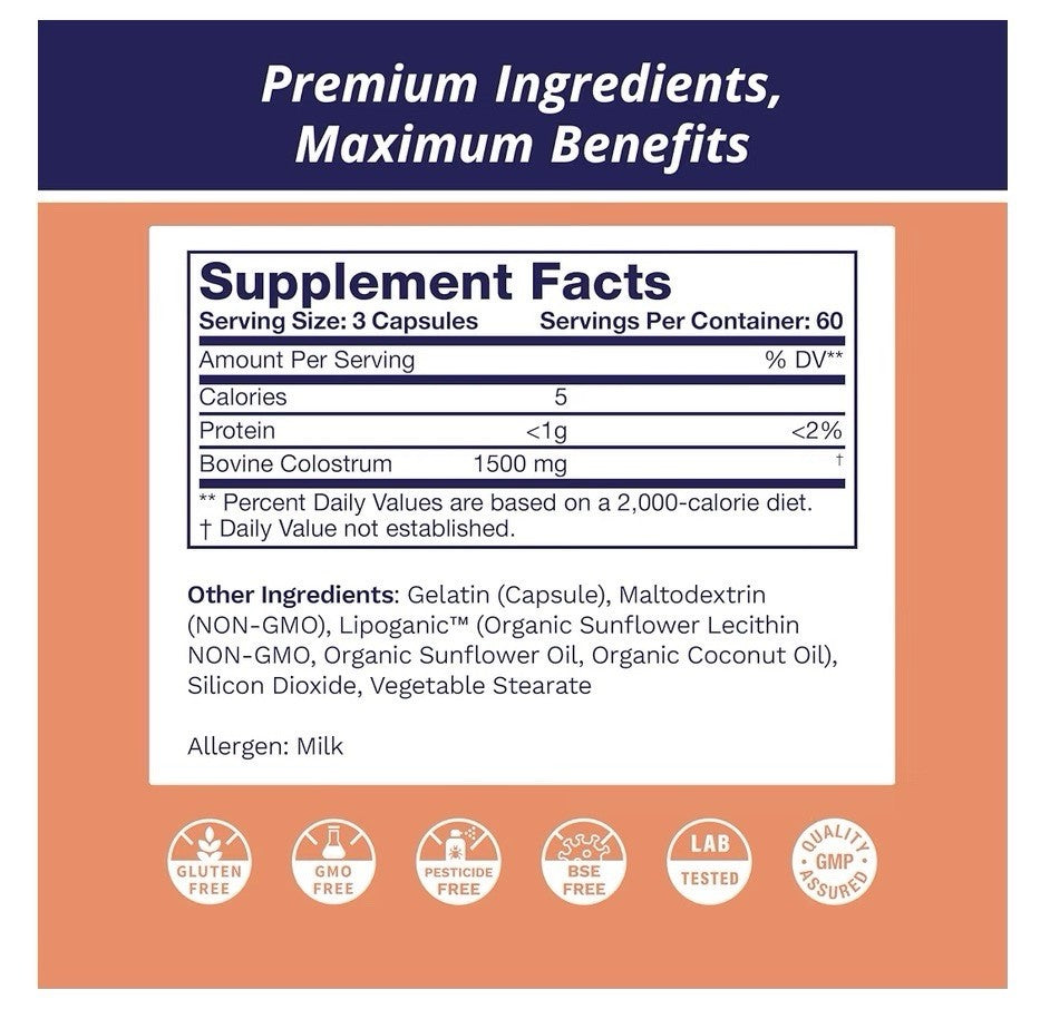 Life's Fortune Liposomal Colostrum Defense Activator Muscle Gut Hair Health 180c