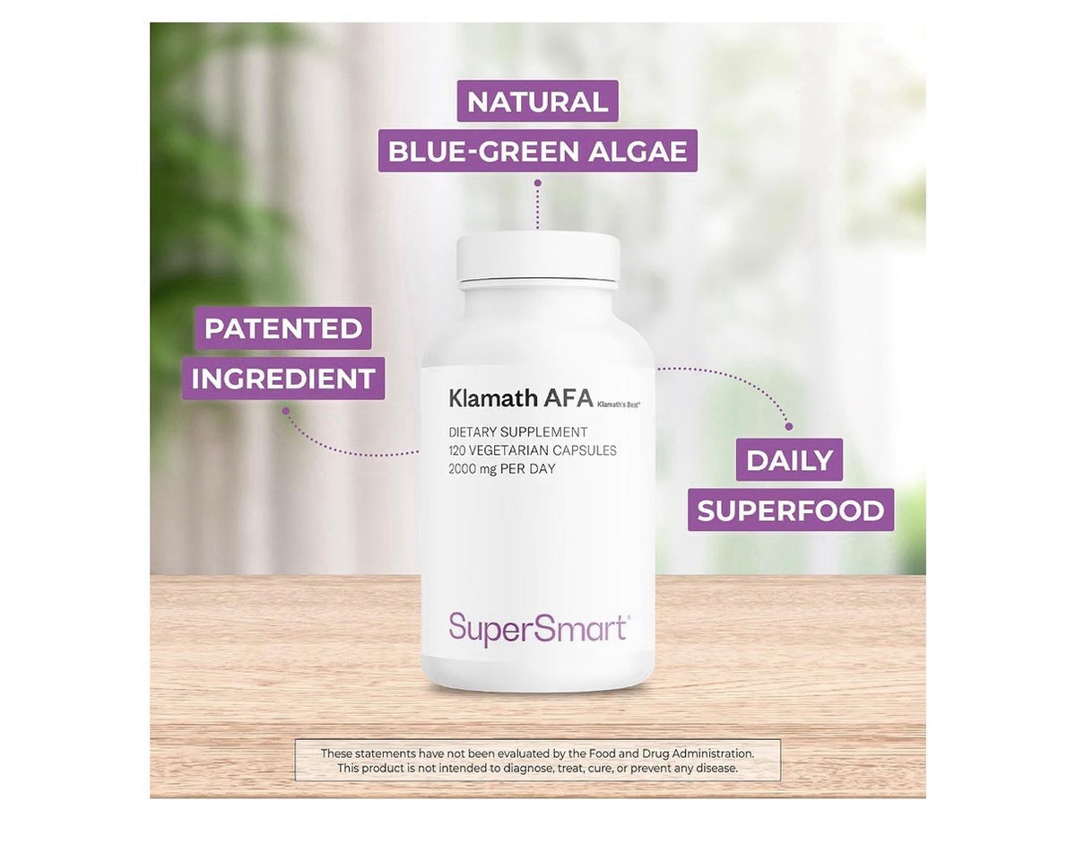Supersmart Klamath AFA 2000 mg per Day 120 Vegetarian Capsules