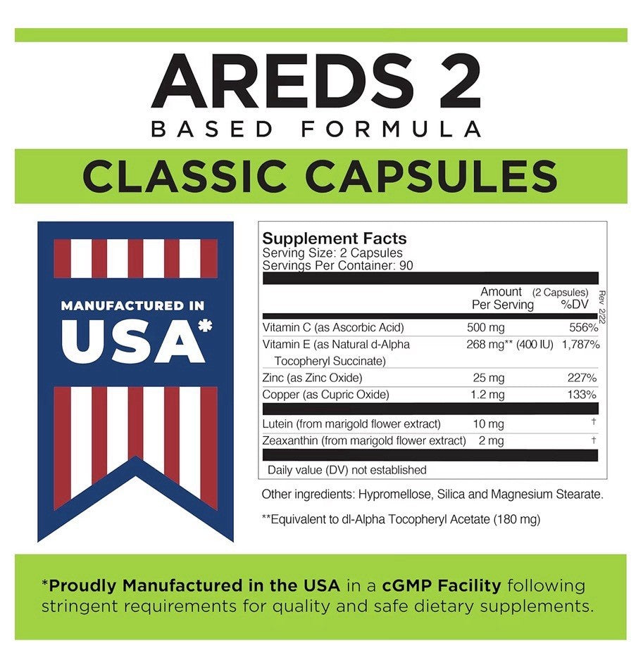 Viteyes AREDS 2 Classic Based Formula Eye Macular Vision Health Support 180 Caps