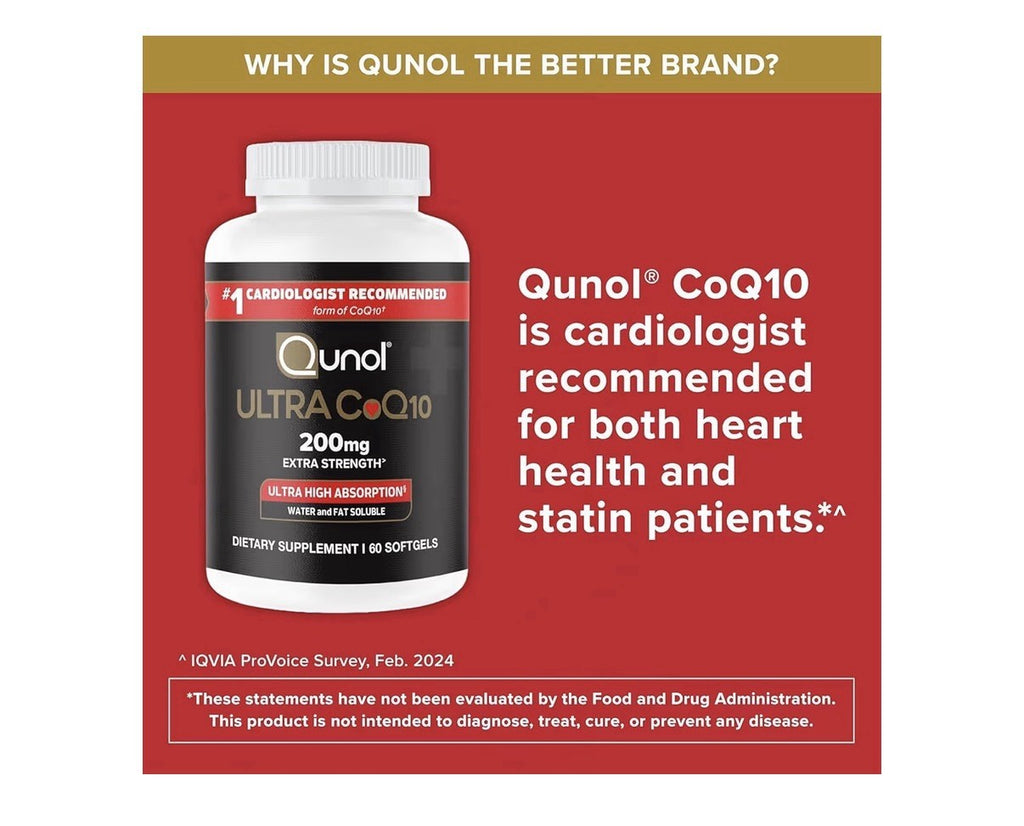 Qunol Ultra CoQ10 200mg Extra Strength Water And fat Soluble 90 Softgels