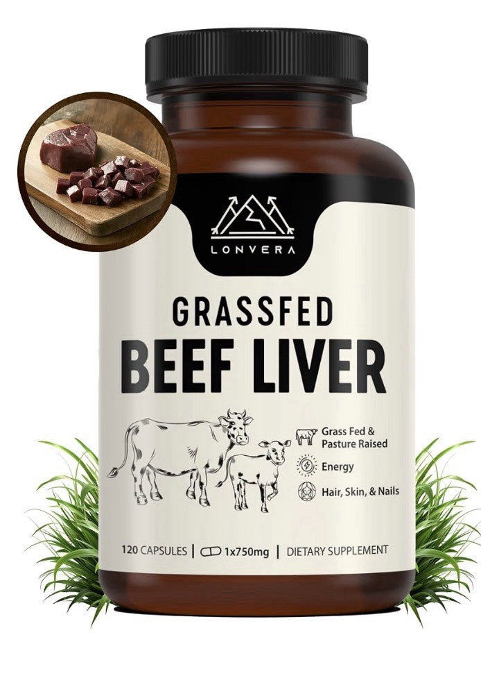 2 Pack Lonvera Grass Fed Beef Liver Pasture Raised Energy Hair Skin Nails