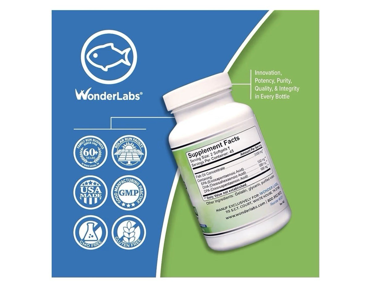 Wonder Laboratories EZ Omega-3 Atlantic Menhaden Fish Oil Supplement 2000mg 180s