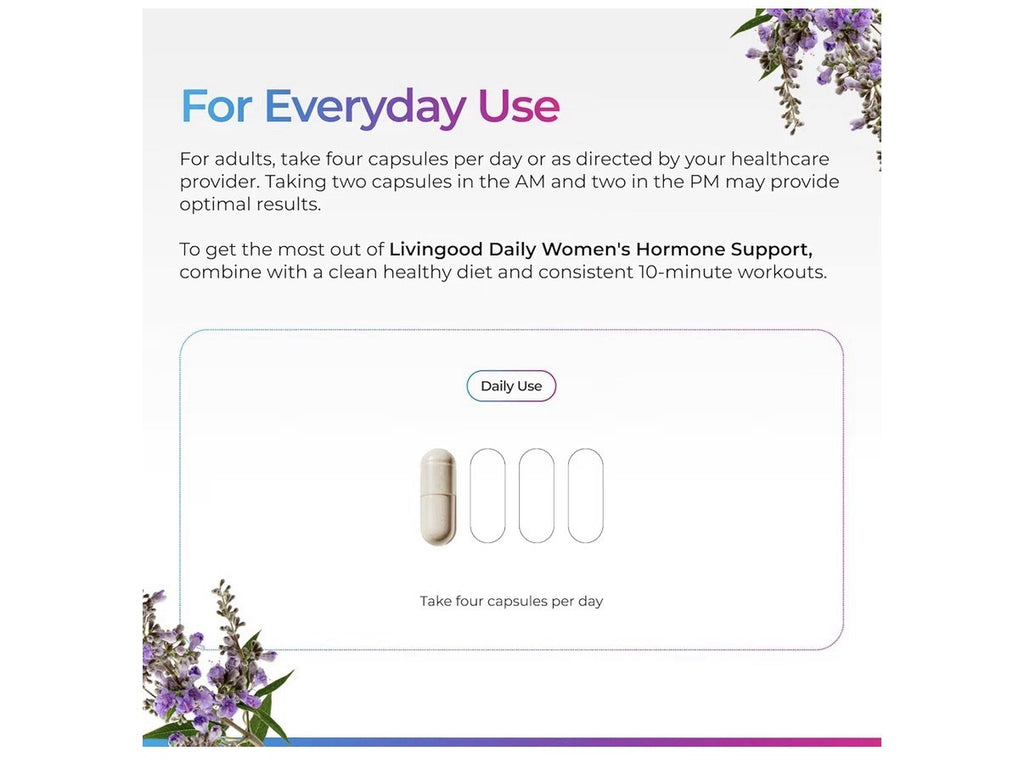 Livingood Daily Women’s Hormone Support Supplement Estrogen Balance 120 Capsules