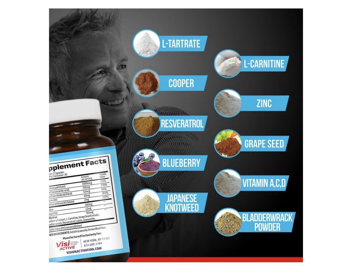 Vision Support Supplement - Eye Health Formula with L-Tartrate,