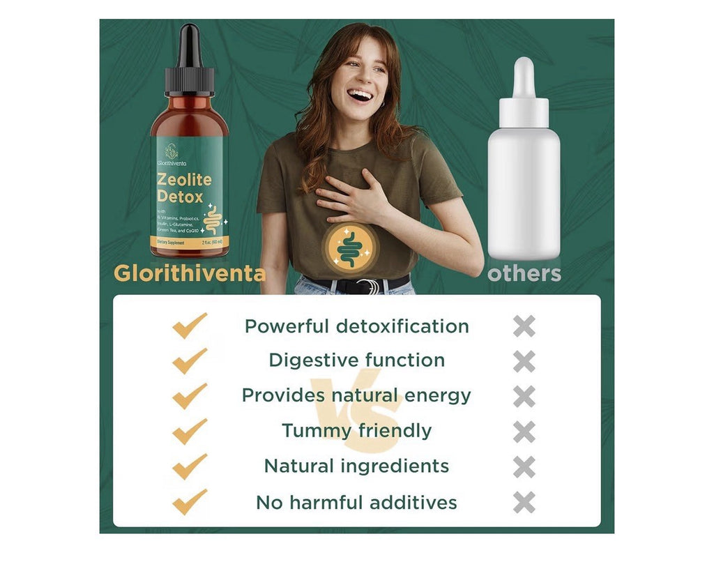 Glorithiventa Zeolite Detox Liquid Drops With Vitamin B Probiotic Blend 2oz
